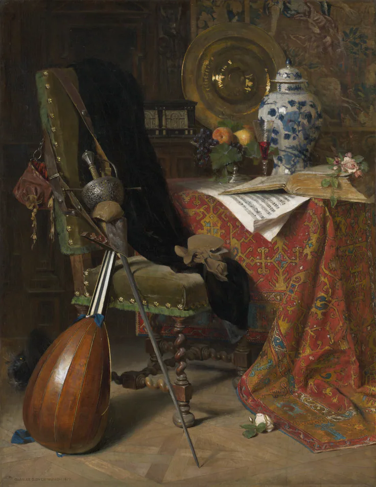 Seventeenth-Century Interior: oil on canvas by Charles Gifford Dyer, 1877.