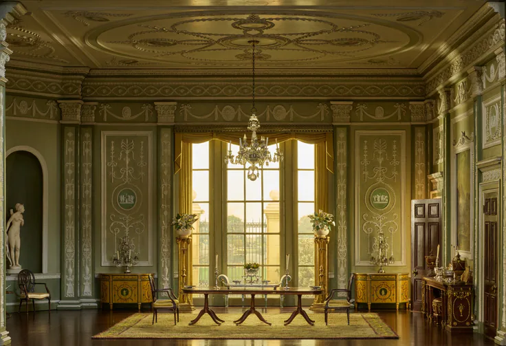 E10: English Dining Room of the Georgian Period, 1770–90: miniature room, mixed media by Designed by Narcissa Niblack Thorne, c. 1937.