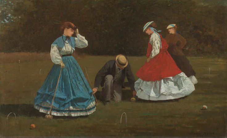 Croquet Scene: oil on canvas by Winslow Homer, 1866.