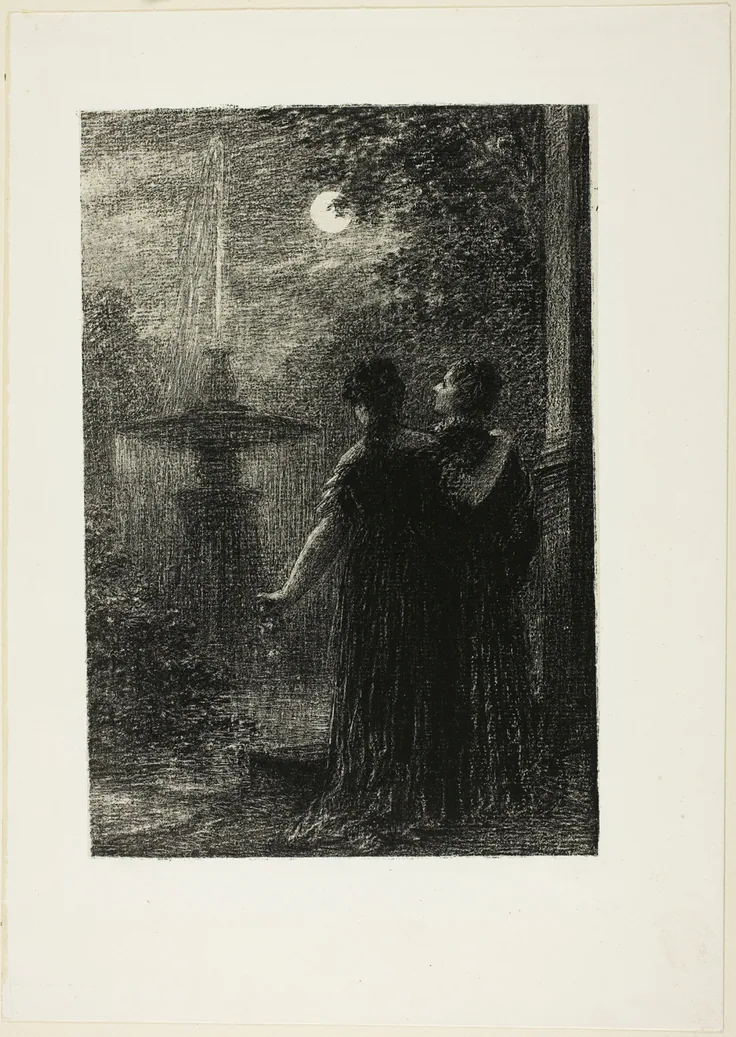 Beatrice and Benedict, Act I: Nocturne, from Hector Berlioz's Opera "Beatrice and Benedict (1862)": lithograph by Henri Fantin-Latour, c. 1888.