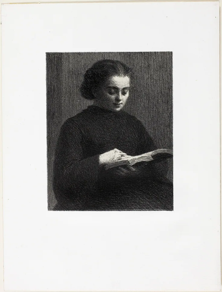 Reading: lithograph by Henri Fantin-Latour, 1897.