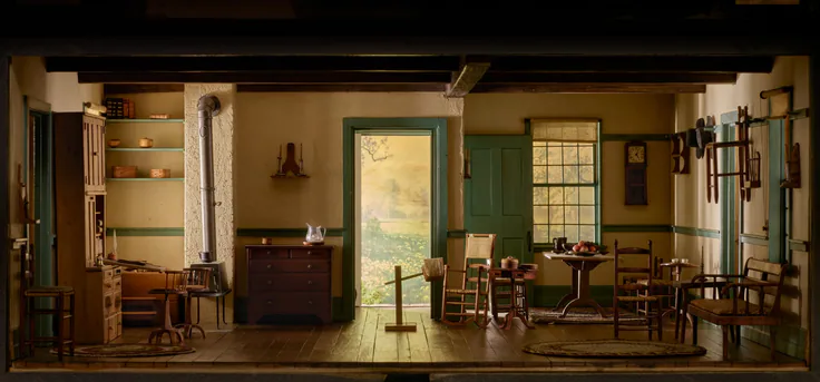 A18: Shaker Living Room, c. 1800: miniature room, mixed media by Designed by Narcissa Niblack Thorne, c. 1940.