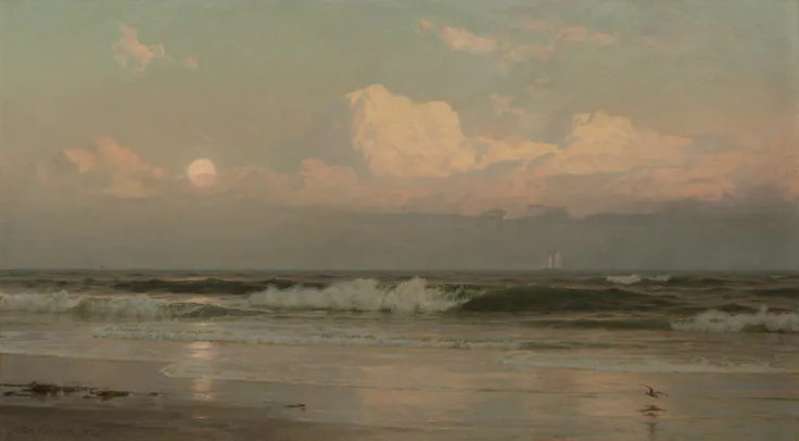 The August Moon: oil on canvas by William Trost Richards, 1889.