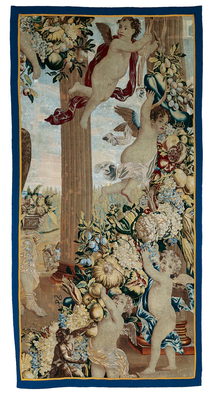 September and October [fragment] from The Twelve Months of the Year: weaving - tapestry by After a design by David III Teniers, After 1675.