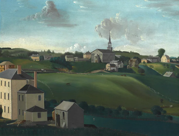 Meetinghouse Hill, Roxbury, Massachusetts: oil on canvas by John Ritto Penniman, 1799.