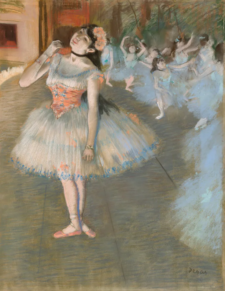 The Star: pastel on cream wove paper, edge mounted on board by Edgar Degas, 1879/81.