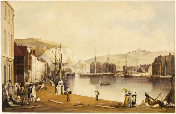 Dover Harbor: watercolor by John Gendall, c. 1820.