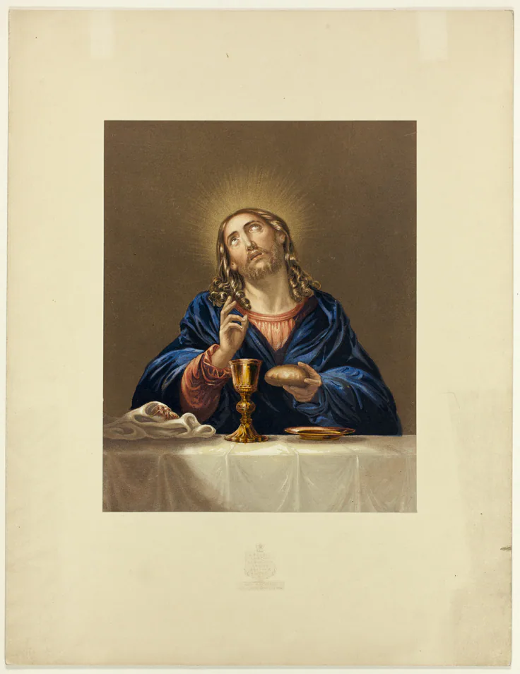 The Saviour Blessing the Bread: wood engraving by George Baxter, c. 1852.