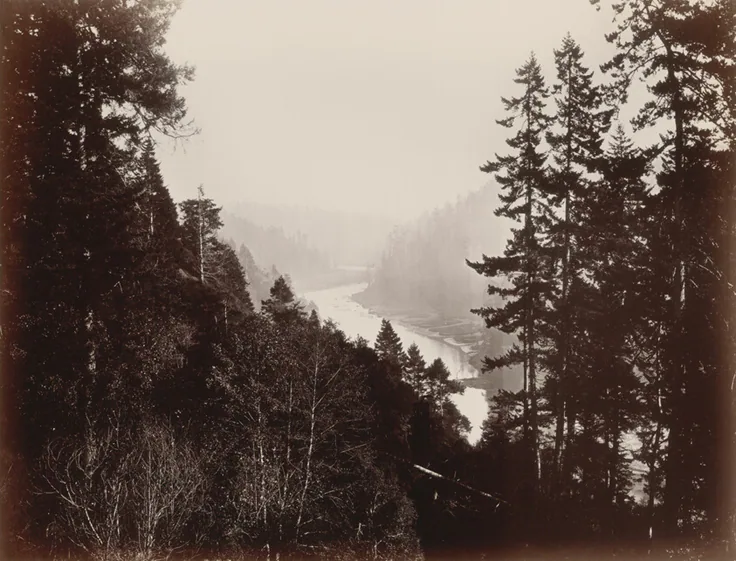 Big River, from the Rancherie, Mendocino, California: albumen print by Carleton E. Watkins, 1863.