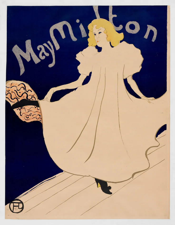 May Milton: color lithograph on cream wove paper by Henri de Toulouse-Lautrec, 1895.