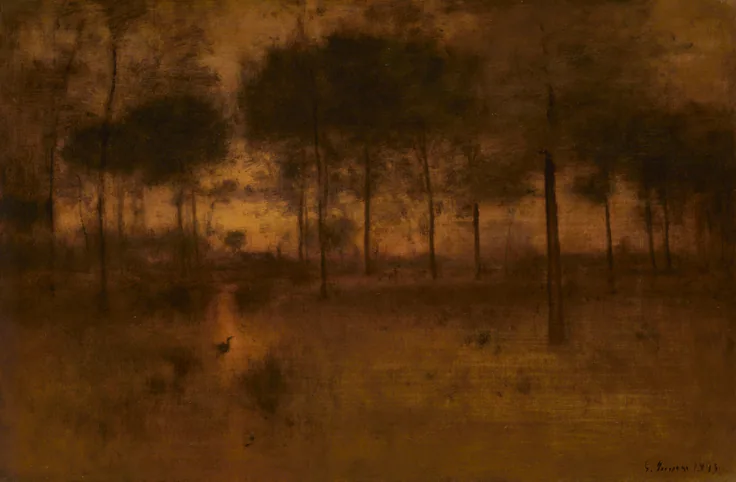 The Home of the Heron: oil on canvas by George Inness, 1893.