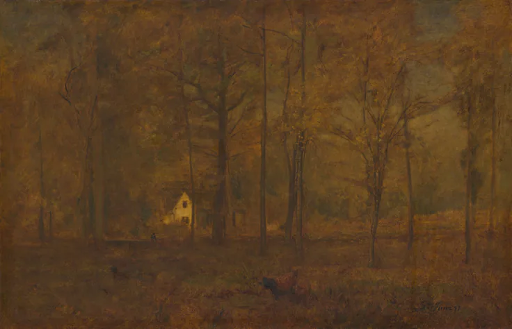 Autumn Woods: oil on canvas by George Inness, 1891–94.