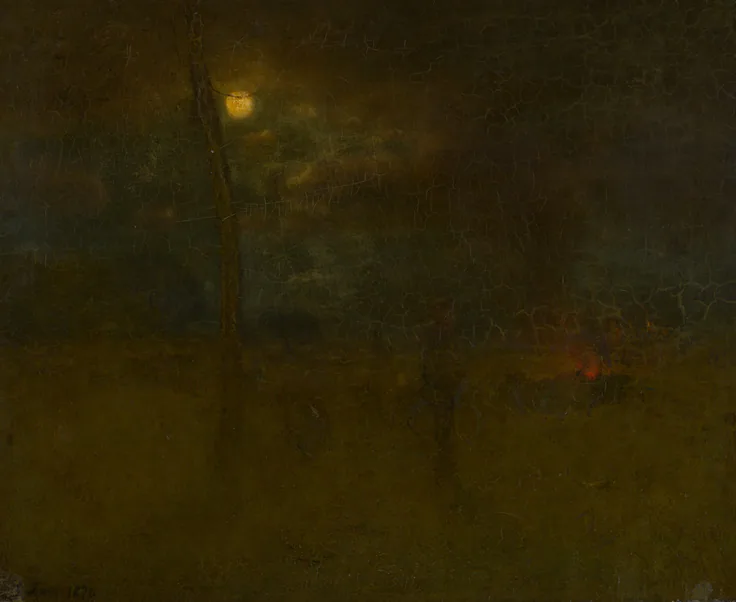 The Moon at Night: oil on canvas by George Inness, 1890.