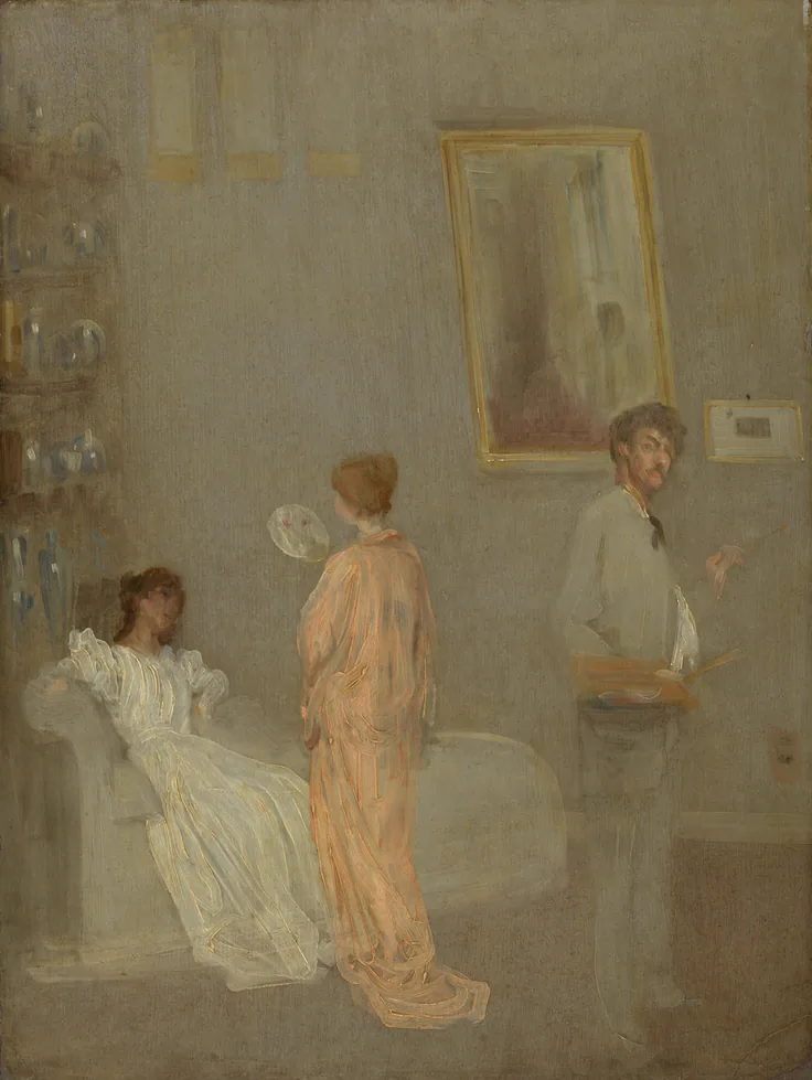 The Artist in His Studio: oil on paper mounted on panel by James McNeill Whistler, 1865–66.