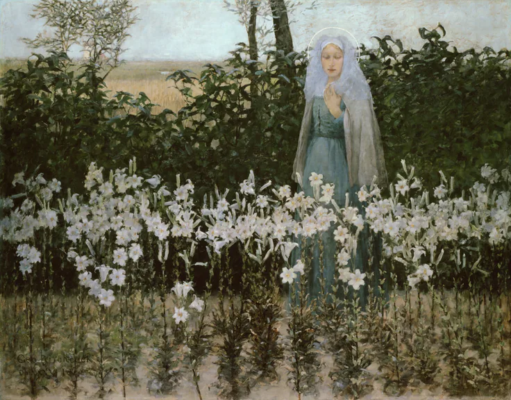 The Annunciation: oil on canvas by George Hitchcock, 1887.