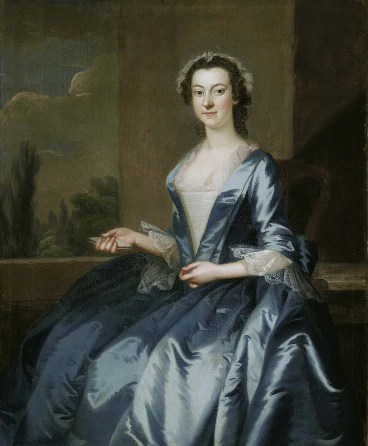 Portrait of a Woman: oil on canvas by John Wollaston, 1749–52.