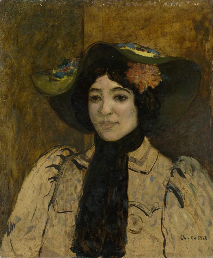 Portrait of a Woman: oil on canvas by Charles Cottet, c. 1900.