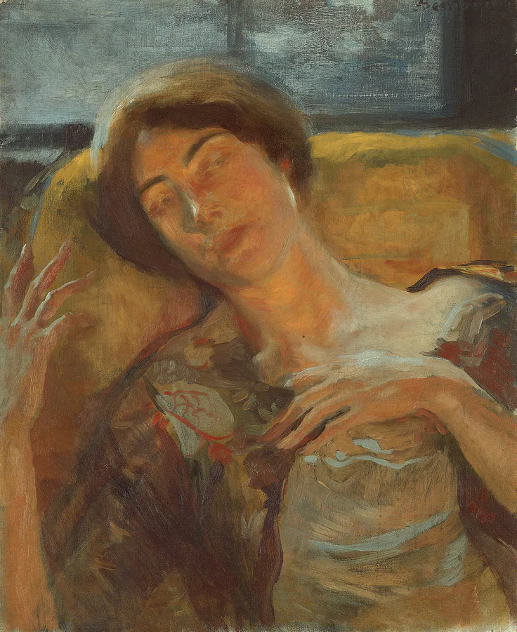 Woman's Head: oil on cardboard by Albert Besnard, c. 1890.