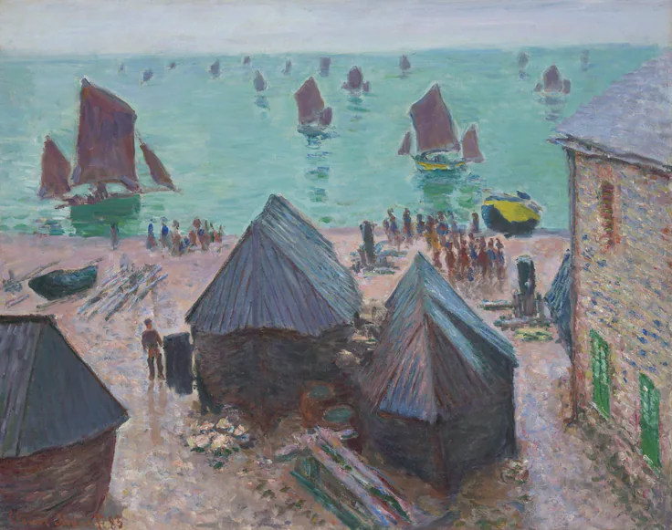 The Departure of the Boats, Étretat: oil on canvas by Claude Monet, 1885.