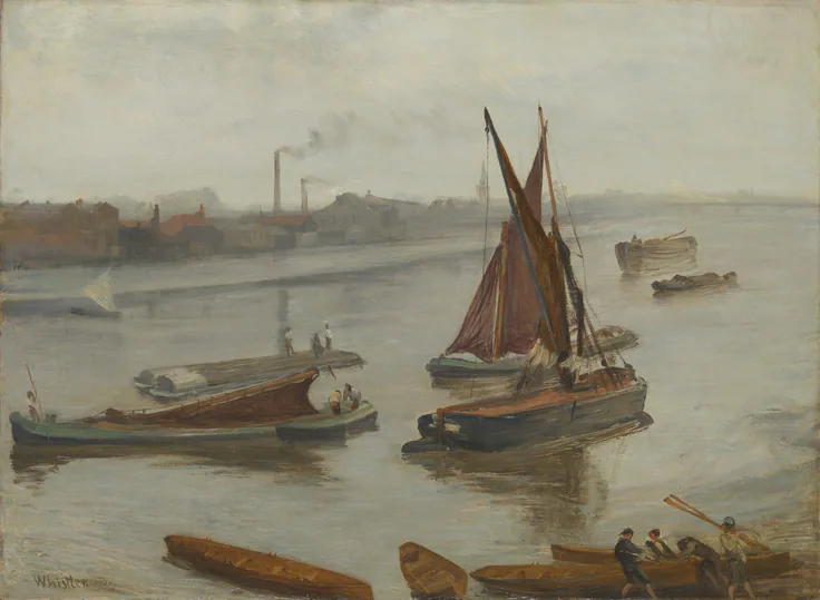 Grey and Silver: Old Battersea Reach: oil on canvas by James McNeill Whistler, 1863.