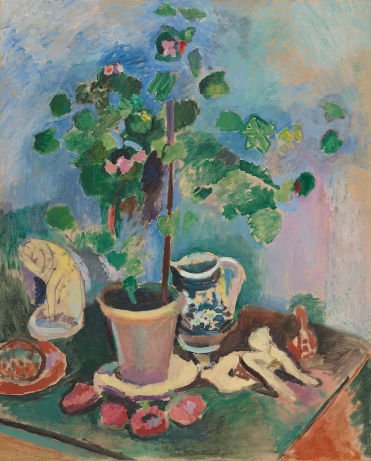 Still Life with Geranium: oil on canvas by Henri Matisse, 1906.
