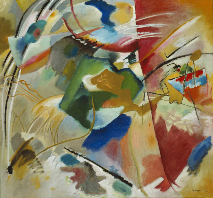 Painting with Green Center: oil on canvas by Vasily Kandinsky, 1913.