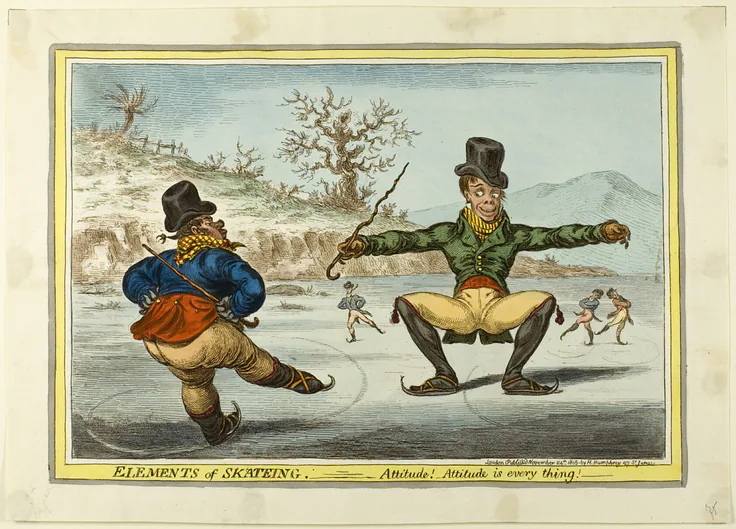 The Elements of Skating: Attitude is Everything: hand-colored etching, slightly aquatinted on paper by James Gillray, published November 24, 1805.