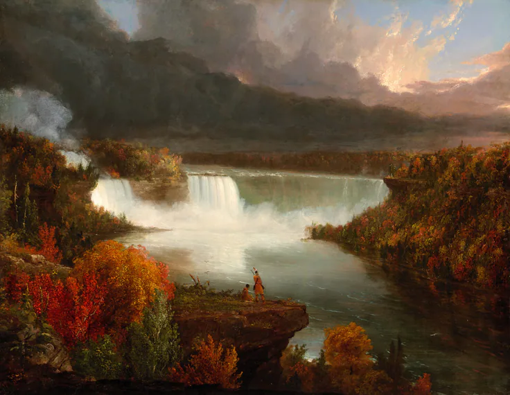 Distant View of Niagara Falls: oil on wood panel by Thomas Cole, 1830.