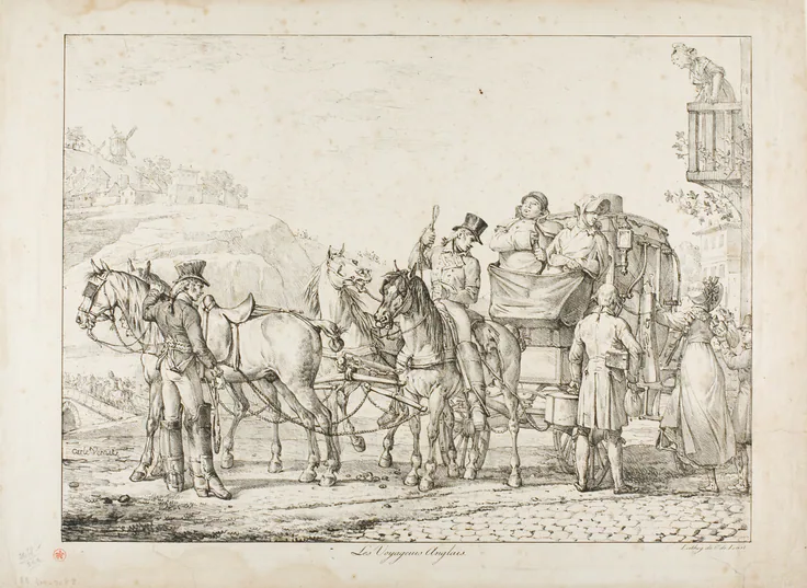 English Travellers: lithograph in black on ivory wove paper by Carle Vernet, 1815–25.