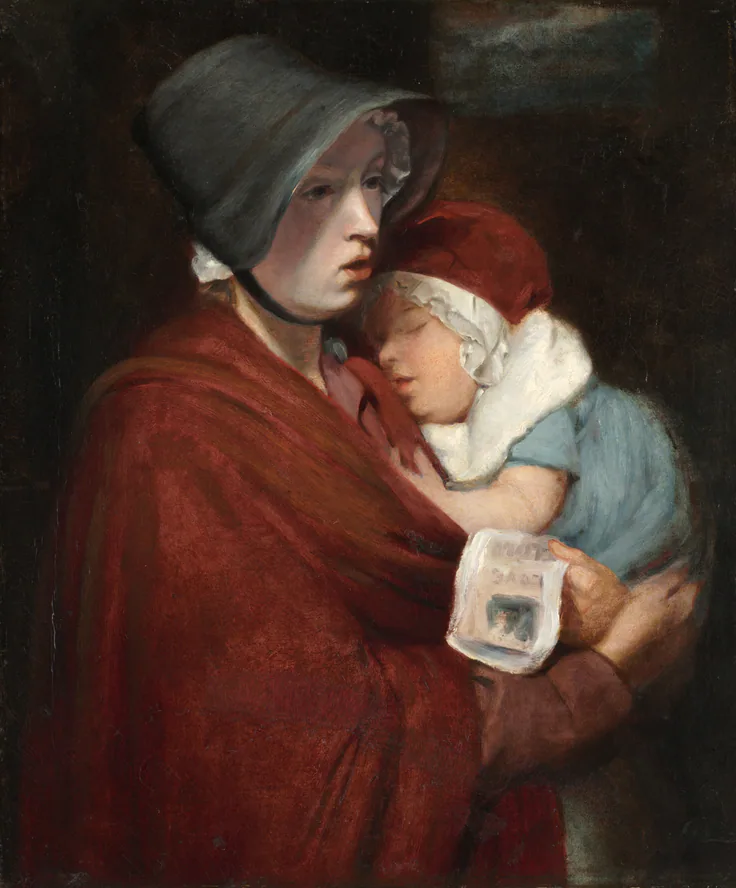 Street Singer and Child: oil on canvas by John Opie, 1700s.