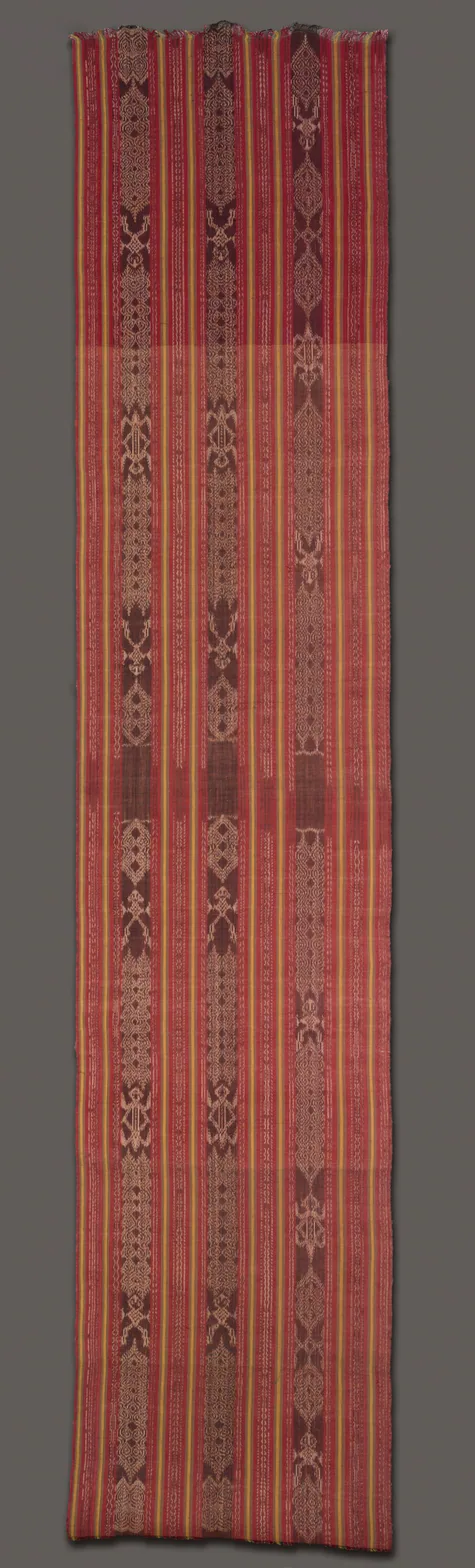 Mandaya textile (composite dagmay): plain weave hemp, dyed, c. early 1900s.