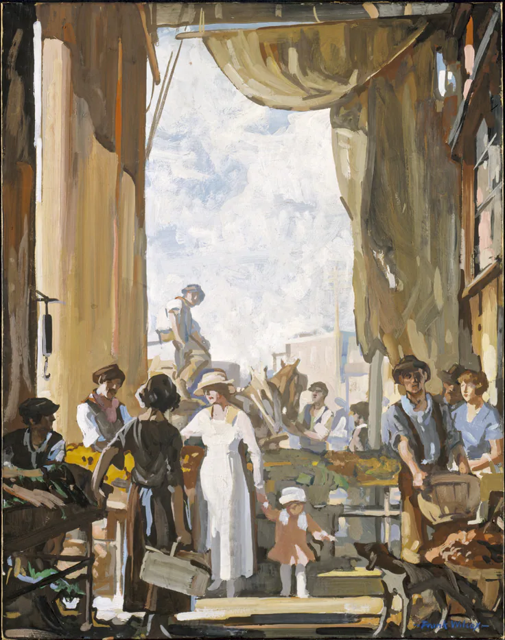 The Old Market, Cleveland: gouache by Frank Wilcox, 1920.
