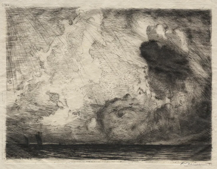 Seascape: etching by Auguste Louis Lepère, 1911.