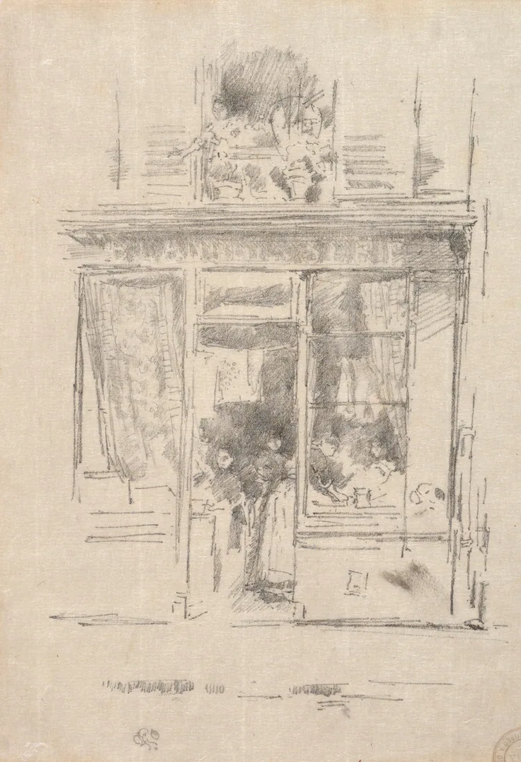 The Laundress: La Blanchisseuse de la place Dauphine: transfer lithograph by James McNeill Whistler, 1894.