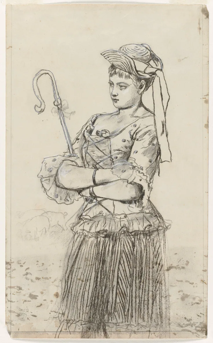 Shepherdess: drawing by Winslow Homer, c. 1878.