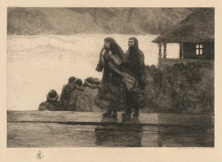 Perils of the Sea: etching by Winslow Homer, 1888.
