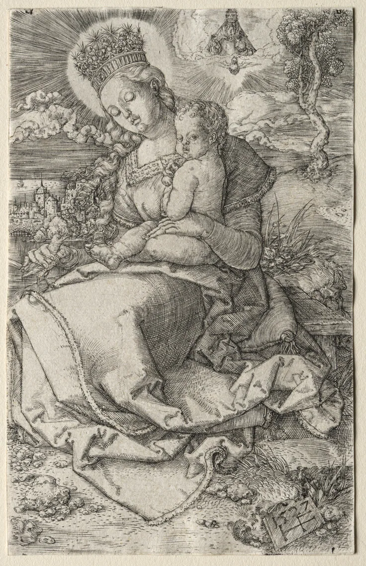 Virgin with a Crown of Stars: engraving by Monogrammist HF, 1527.