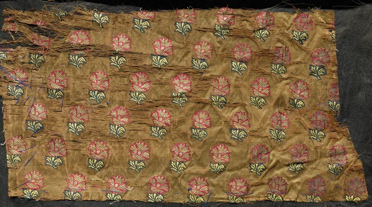 Book Cover: brocade, "kimkhwab"; silk, cotton, gold thread, 1800s.