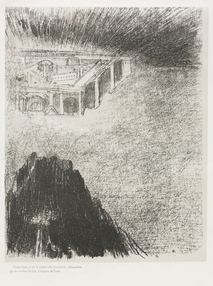 And I, John, Saw the Holy City, New Jerusalem, Coming Down from God and out of Heaven: lithograph by Odilon Redon, 1899.