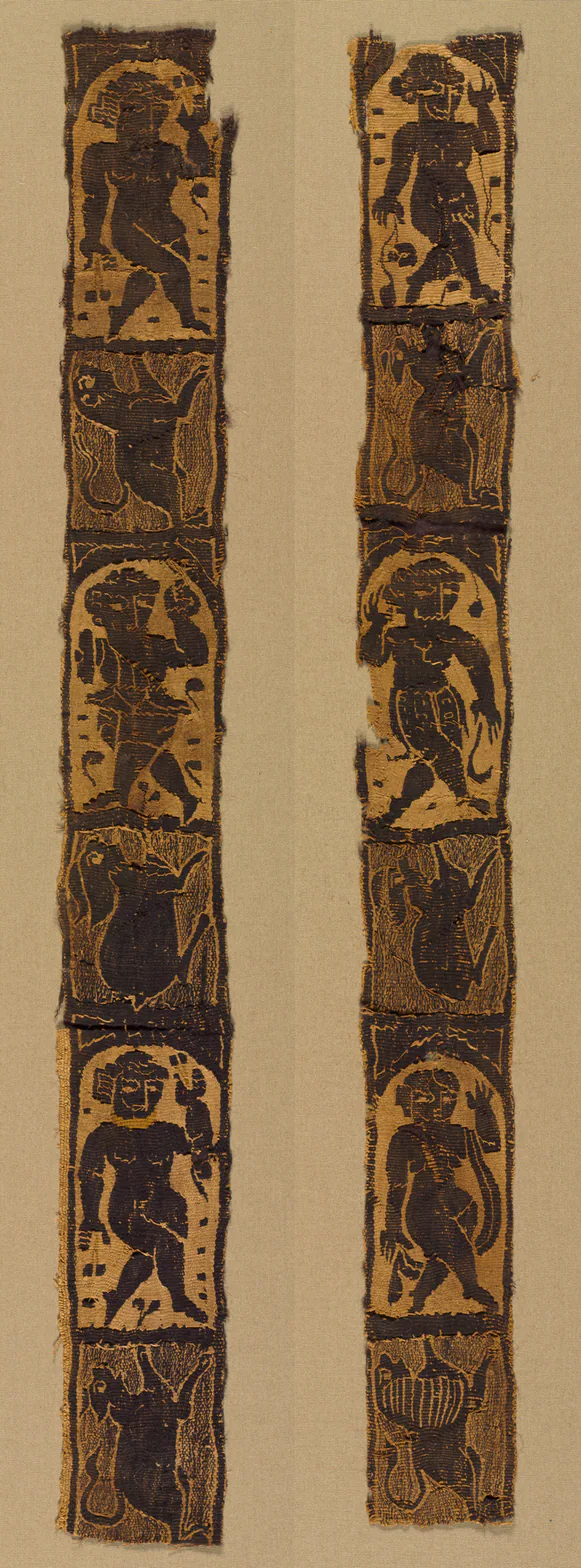 Ornamental Shoulder Bands from a Tunic: textile, 500s.