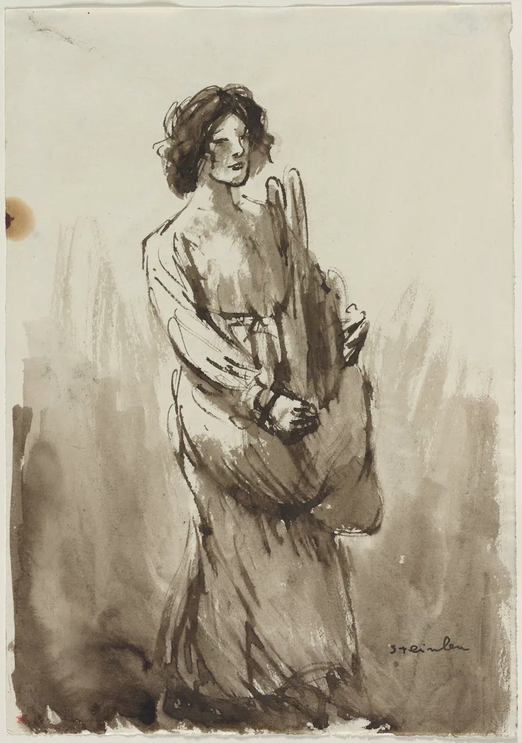 The Bread Carrier: brush and brown ink and wash by Théophile Alexandre Steinlen, fourth quarter 19th century or first quarter 20th century.