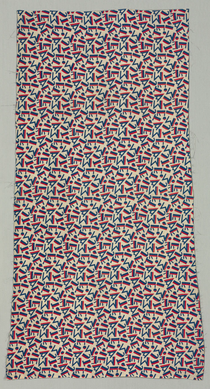 Je T'aime (No. 632): silk crepe: plain weave, roller printed by Kneeland, 1927.