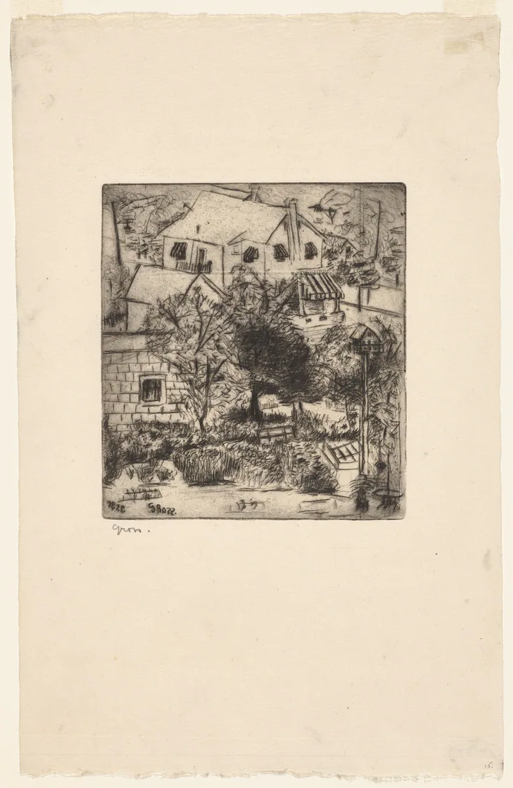 Landscape: drypoint by Jolán Gross-Bettelheim, 1929.