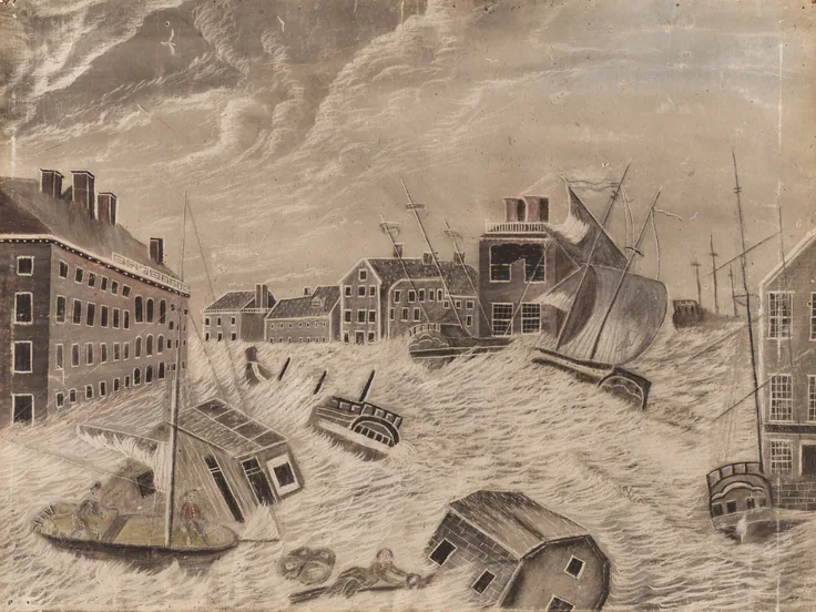 Market Square, Providence, Rhode Island, During the Great September Gale: drawing, 1815.