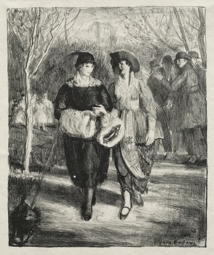 Spring, Central Park: lithograph by George Bellows, 1921.
