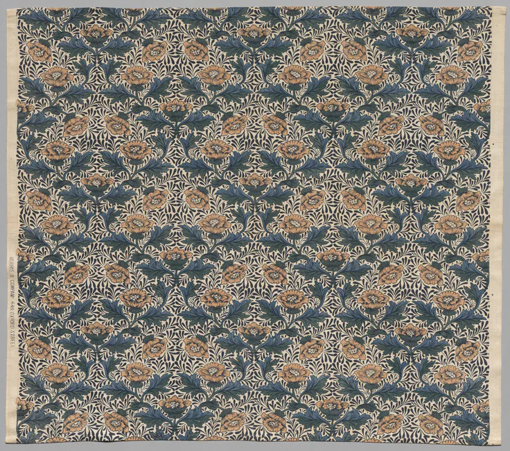 Peony: plain weave cotton, printed by Kate Faulkner, 1920.