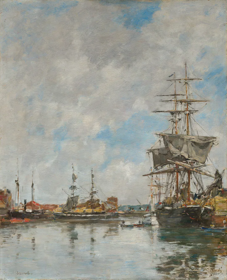 The Dock of Deauville: oil on wood panel by Eugène Boudin, 1891.