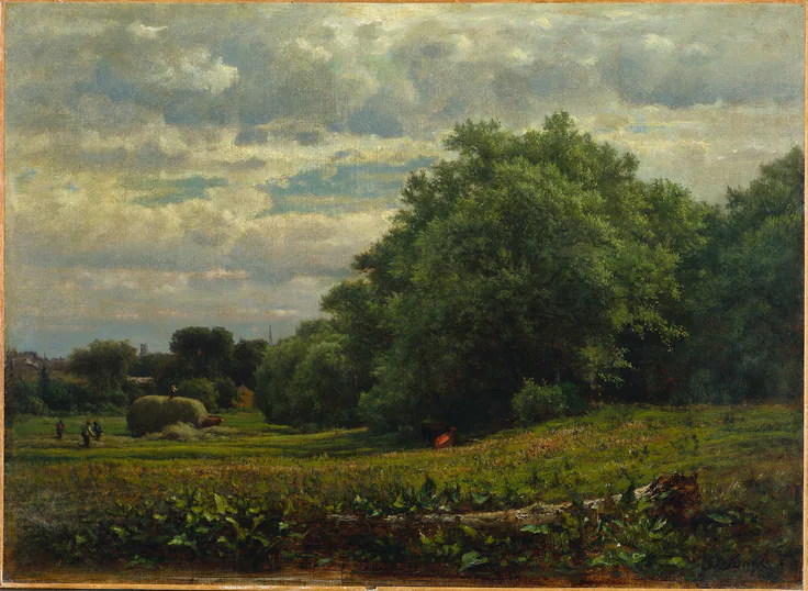 Harvest Time: oil on canvas by George Inness, 1864.