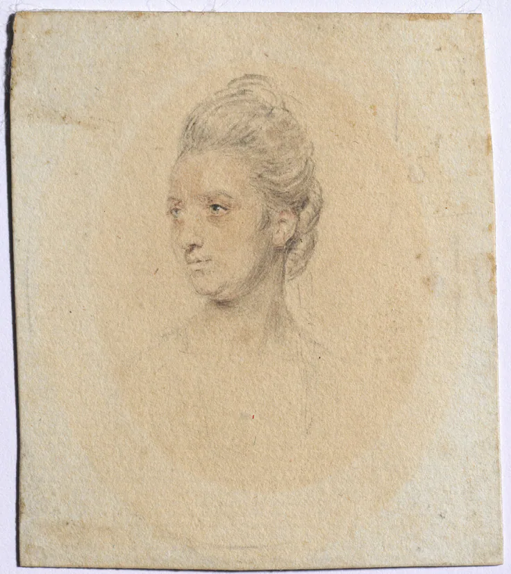 Portrait of a Woman: graphite and wash on laid paper by John I Smart, c. 1772.