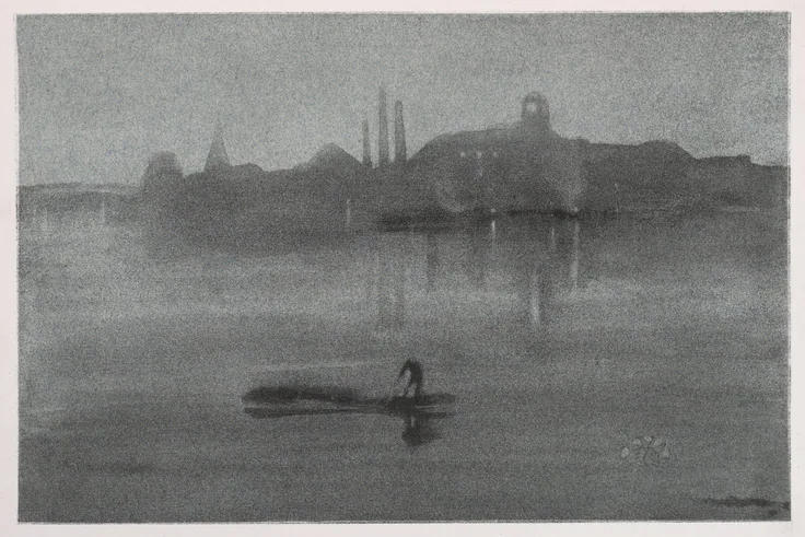 Nocturne: lithograph on chine collé by James McNeill Whistler, 1878.